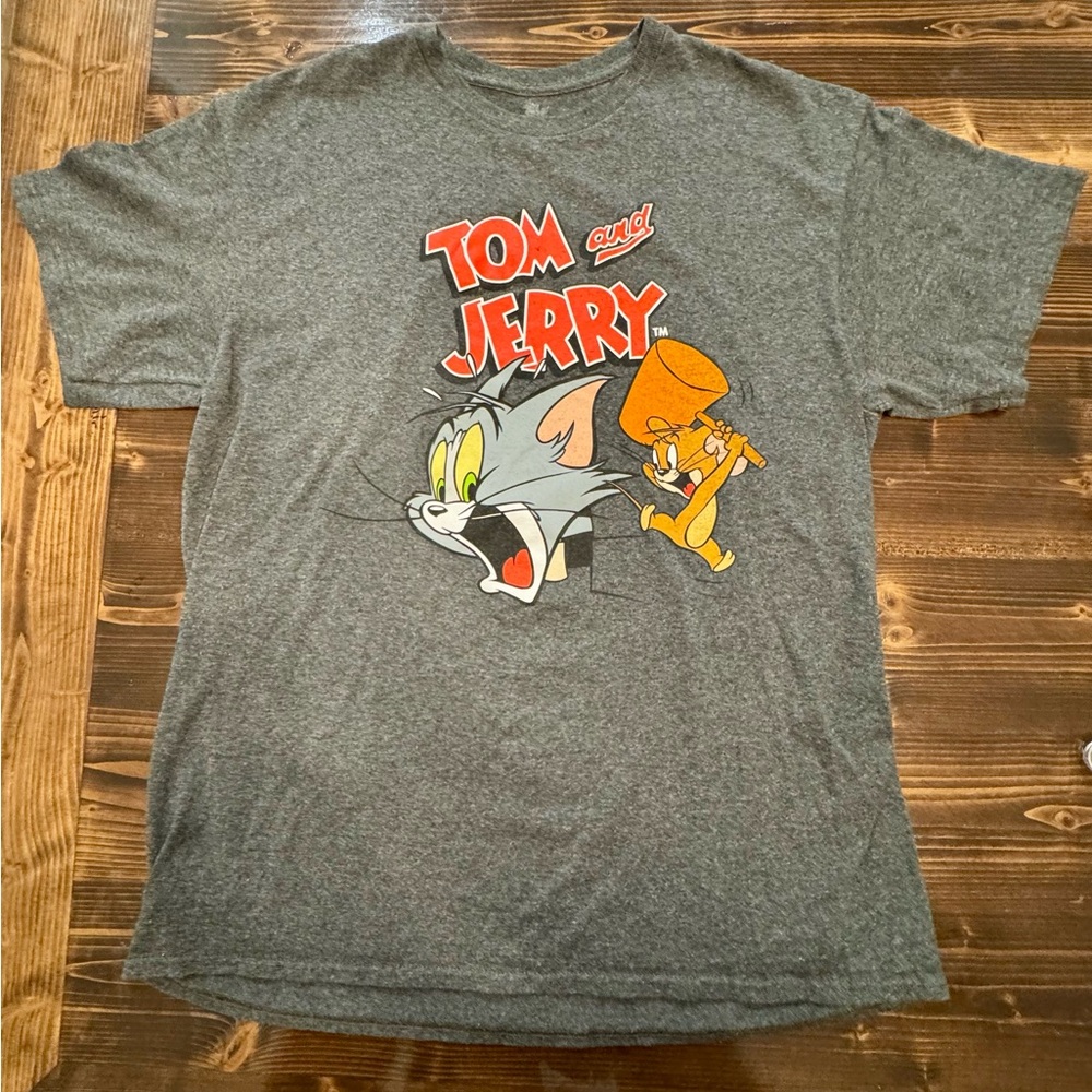 Tom and Jerry Gray Unisex Graphic T-Shirt Size‎ Large